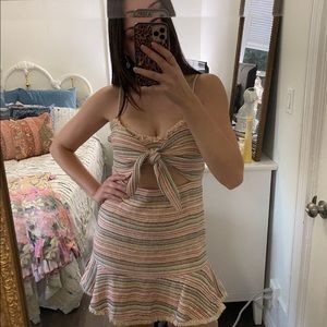 Lemon lime mini dress with gold & tweed accents